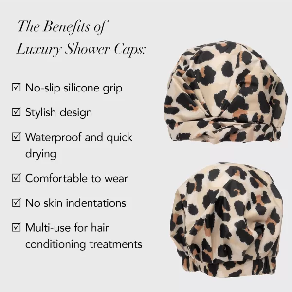 Kitsch Luxury Shower Cap for Women Waterproof  Reusable Shower Cap Hair Cap for Shower Waterproof Hair Shower Caps for Long Hair NonSlip Cute Shower Cap One Size Chic Shower Bonnet  StripeLeopard