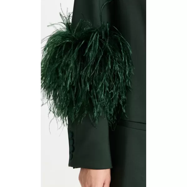 LAPOINTE Womens Stretch Scuba Double Breasted Blazer with Ostrich FeathersForest