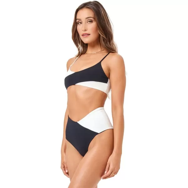 LSpace Womens High Tide Bikini BottomsBlackCream