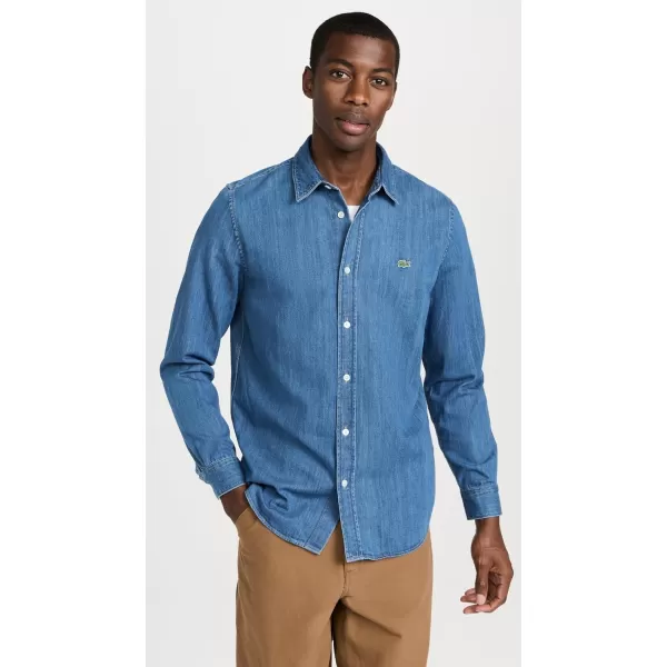 Lacoste Mens Regular Fit Organic Cotton Denim ShirtDeep Medium