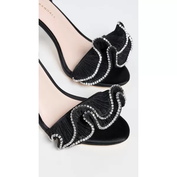 Loeffler Randall Womens Estella Pleated Ruffle High Heel Sandals with Ankle StrapBlackCrystal