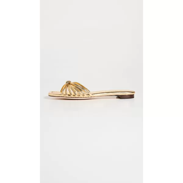 Loeffler Randall Womens Izzie Leather Knot Flat SandalsGold