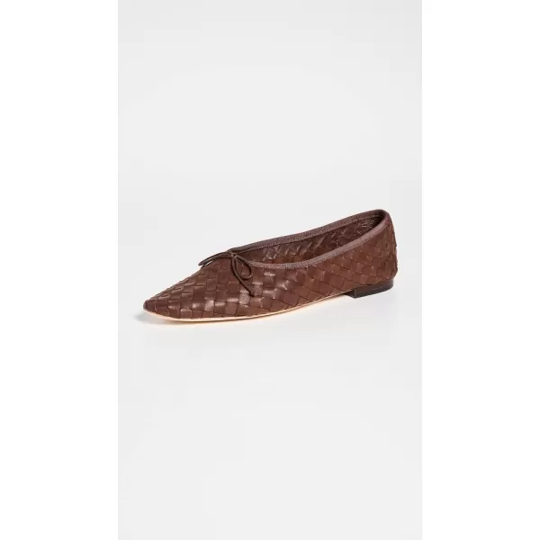 Loeffler Randall Womens Landry Woven Leather Ballet FlatsChocolate