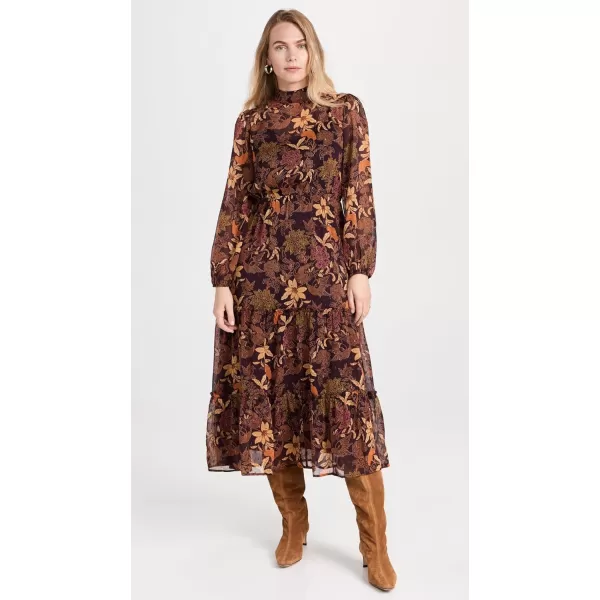 Lost  Wander Womens Wild Bergamot Long Sleeve Maxi DressBurgundy