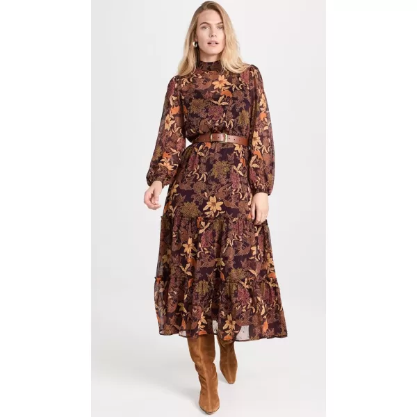 Lost  Wander Womens Wild Bergamot Long Sleeve Maxi DressBurgundy