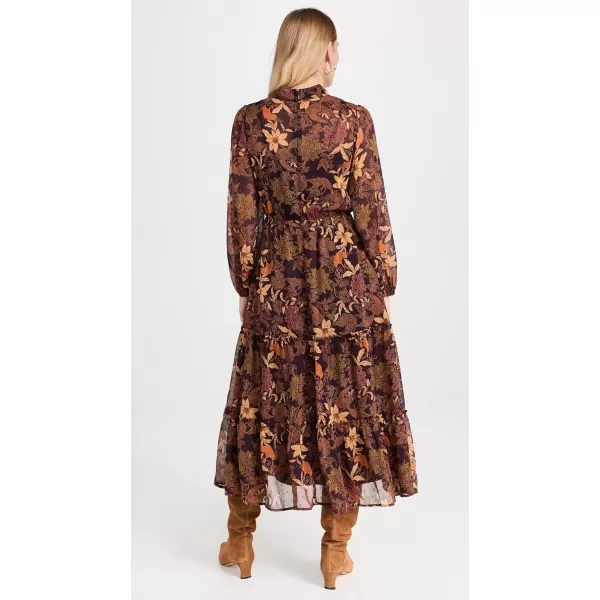 Lost  Wander Womens Wild Bergamot Long Sleeve Maxi DressBurgundy