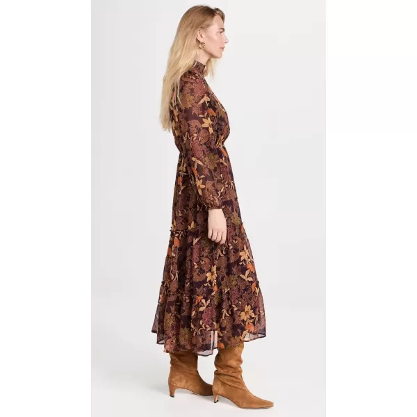 Lost  Wander Womens Wild Bergamot Long Sleeve Maxi DressBurgundy