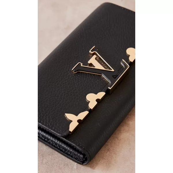 Louis Vuitton Womens PreLoved Embellished Capucines Long Wallet Black One SizeBlack