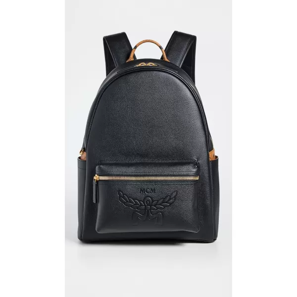 MCM Mens Stark Leather Backpack Medium Black One SizeBlack