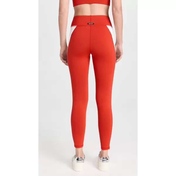 MICHI Womens Velocity Pocket LeggingsFire OrangeIvory