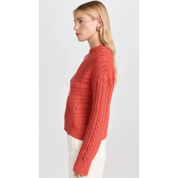 MONROW Womens Merino Wool Cable Knit SweaterRed Clay