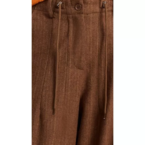 MOON RIVER Womens Stripe Pattern Multiple Cargo Pockets PantsRed Brown