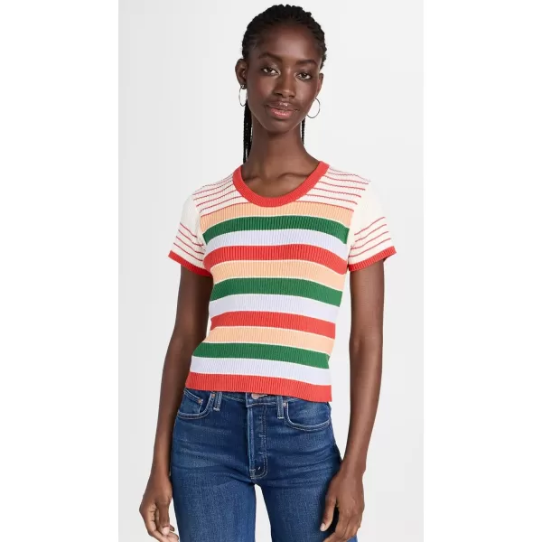 MOTHER Womens The Itty Bitty Scoop Neck TeeRainbow Multi Stripe