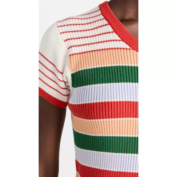 MOTHER Womens The Itty Bitty Scoop Neck TeeRainbow Multi Stripe