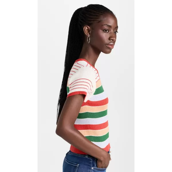 MOTHER Womens The Itty Bitty Scoop Neck TeeRainbow Multi Stripe