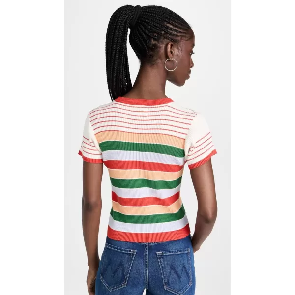 MOTHER Womens The Itty Bitty Scoop Neck TeeRainbow Multi Stripe