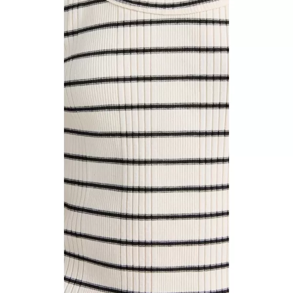 MOTHER Womens The Itty Bitty Scoop TeeBlack and White Stripe