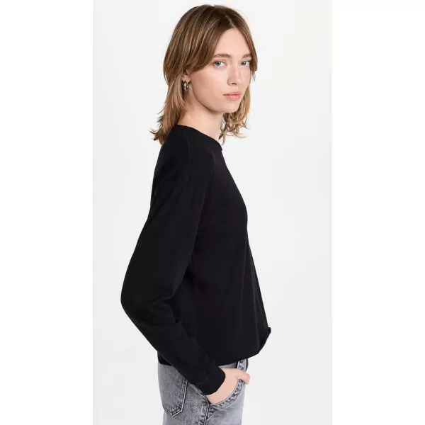 MOTHER Womens The Long Sleeve Slouchy Cut Off TeeBlack