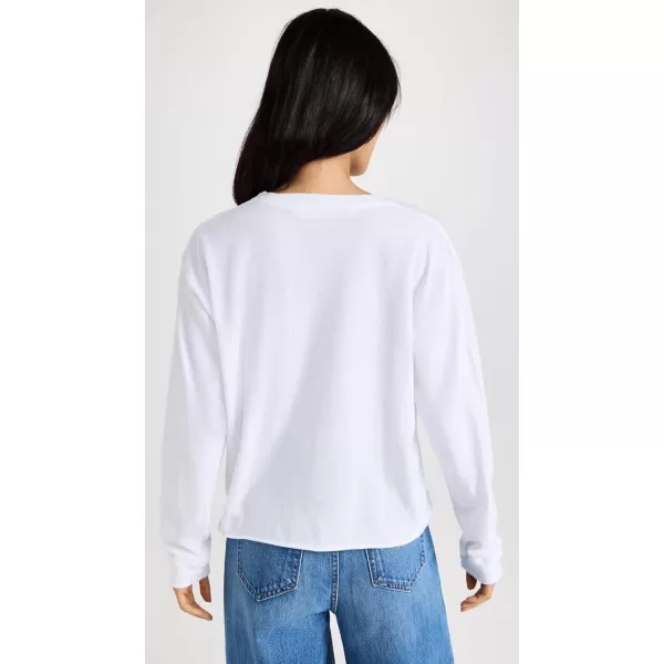 MOTHER Womens The Long Sleeve Slouchy Cut Off TeeBright White