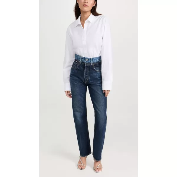 MOUSSY VINTAGE Womens MV Boulder Wide Straight JeansDark Blue