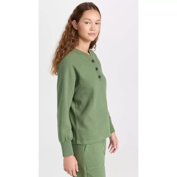 MWL by Madewell Womens Chunky Waffle Henley SweatshirtFaded Palm