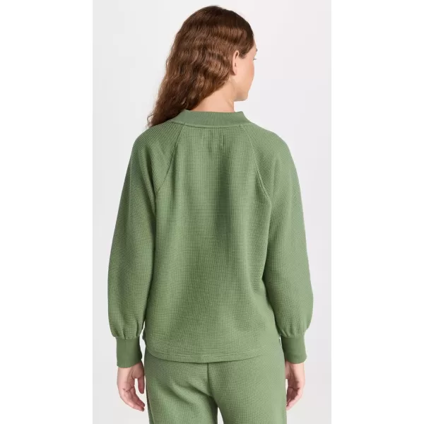 MWL by Madewell Womens Chunky Waffle Henley SweatshirtFaded Palm