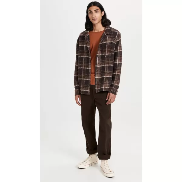 Madewell Mens Twill Boxy ShirtJacket in Broken PlaidDark Roast