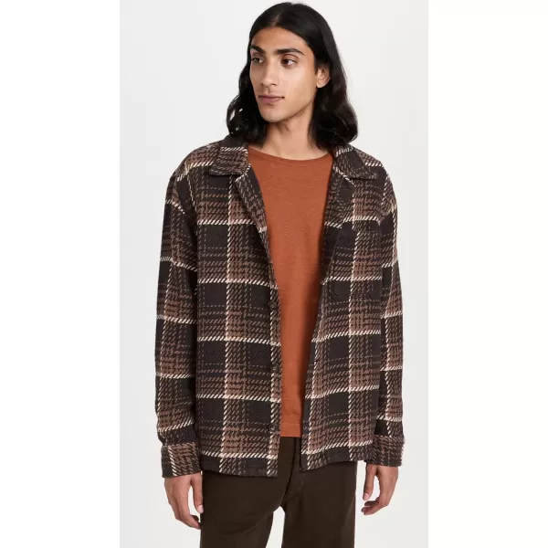 Madewell Mens Twill Boxy ShirtJacket in Broken PlaidDark Roast