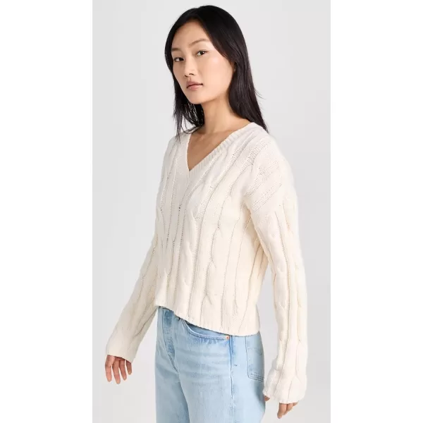 Madewell Womens CableKnit VNeck Crop SweaterAntique Cream