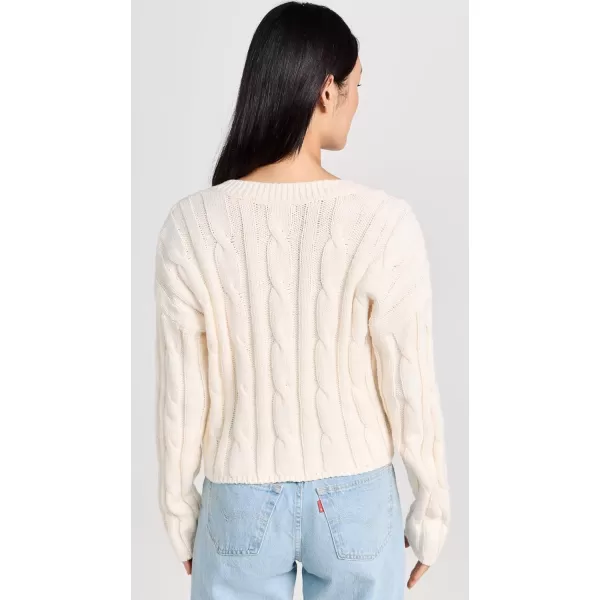 Madewell Womens CableKnit VNeck Crop SweaterAntique Cream