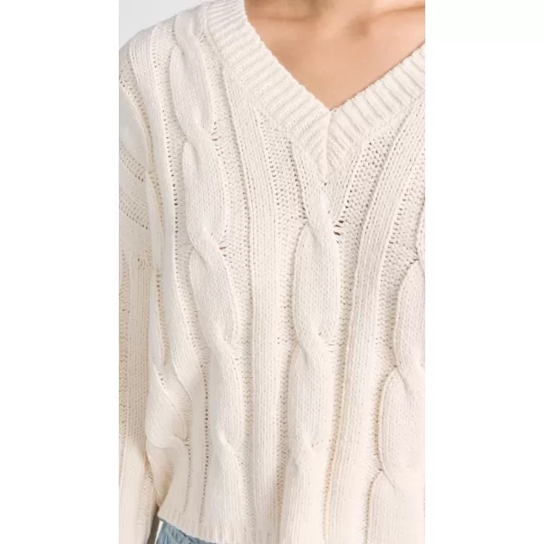 Madewell Womens CableKnit VNeck Crop SweaterAntique Cream