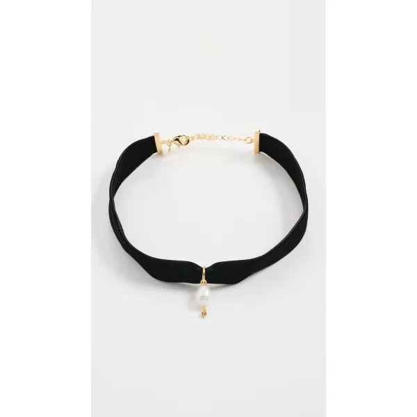 Madewell Womens Freshwater Pearl Velvet Choker NecklaceBlack Coal