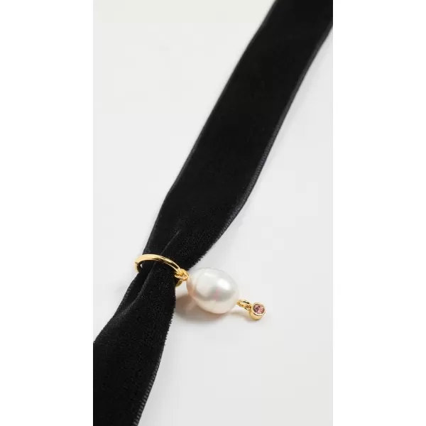 Madewell Womens Freshwater Pearl Velvet Choker NecklaceBlack Coal