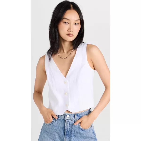 Madewell Womens Linen Katrina Crop Vest TopEyelet White