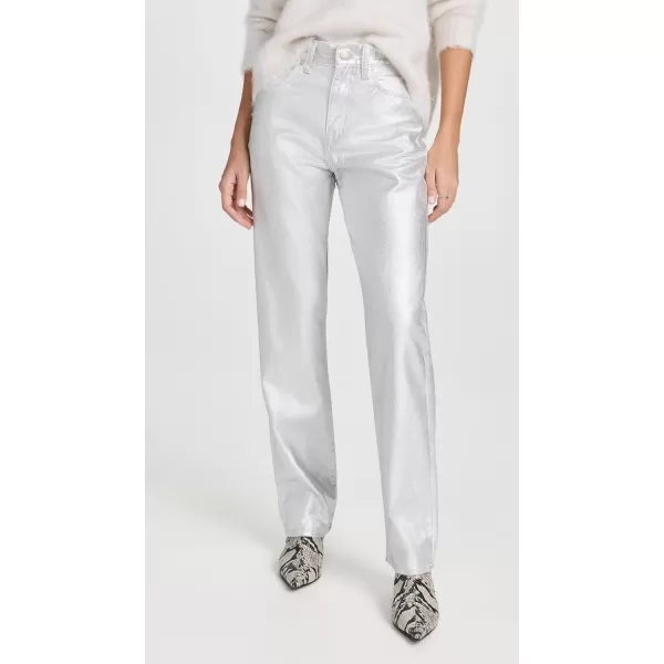 Madewell Womens The 90s Straight Jeans in Silver FoilIridescent Silver Foil