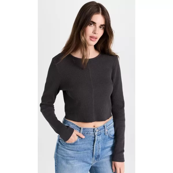 Madewell Womens Waffle Long Sleeve TeeCoal