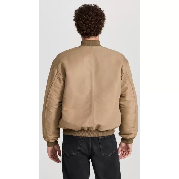 Maison Kitsune Mens Bomber In Nylon with Logo Handwriting EmbroideryTaupe