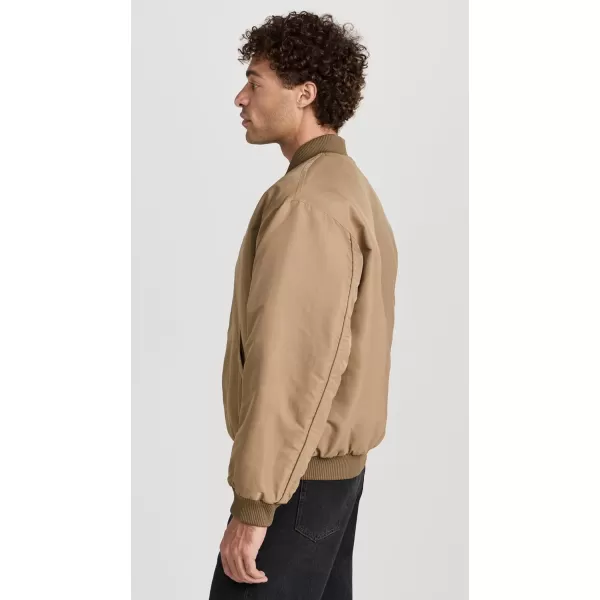 Maison Kitsune Mens Bomber In Nylon with Logo Handwriting EmbroideryTaupe