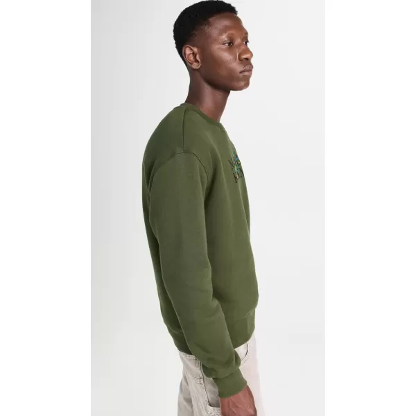 Maison Kitsune Mens Flowers Comfort SweatshirtMilitary Green