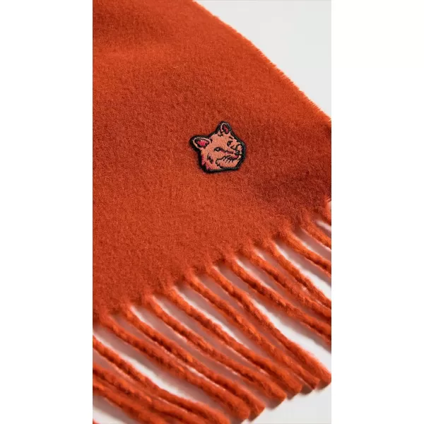 Maison Kitsune Mens Fox Head Patch ScarfBurnt RedRust