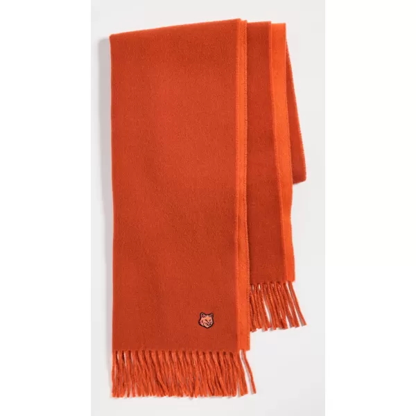 Maison Kitsune Mens Fox Head Patch ScarfBurnt RedRust