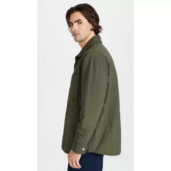 Maison Kitsune Mens Padded Over Shirt in Crispy NylonMilitary Green