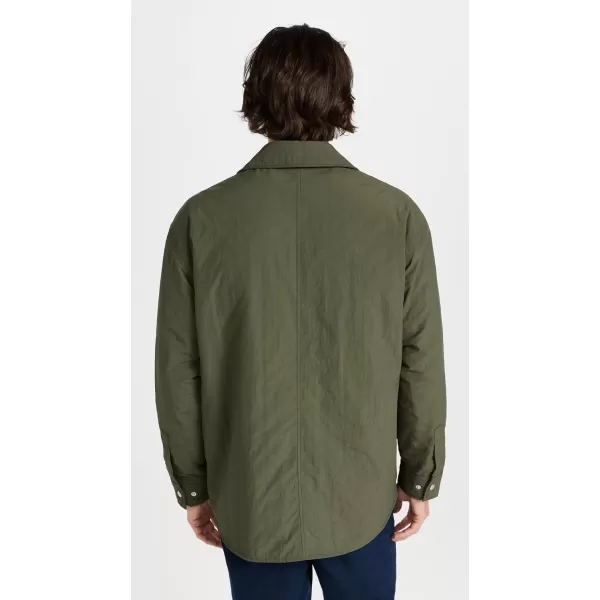 Maison Kitsune Mens Padded Over Shirt in Crispy NylonMilitary Green