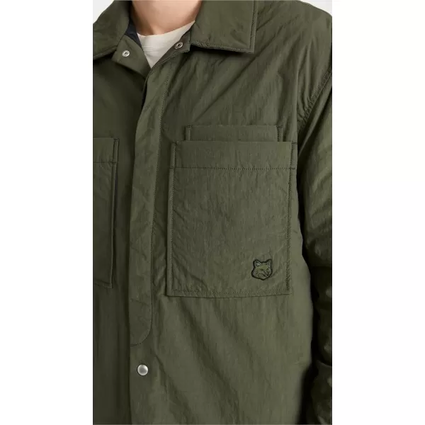 Maison Kitsune Mens Padded Over Shirt in Crispy NylonMilitary Green