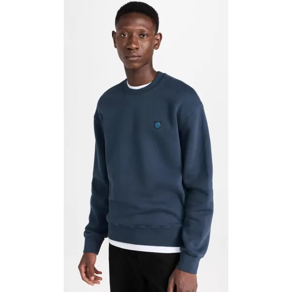 Maison Kitsune Mens Tonal Fox Head Patch Comfort SweatshirtInk Blue