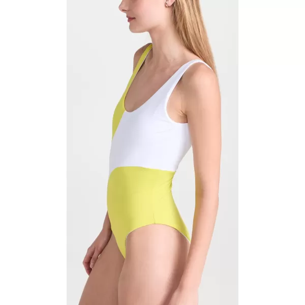 Mara Hoffman Womens Jodi One Piece SwimsuitWhite Green