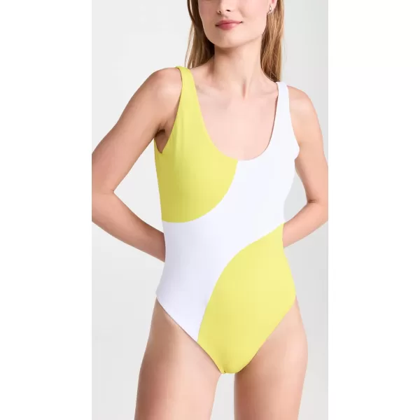 Mara Hoffman Womens Jodi One Piece SwimsuitWhite Green