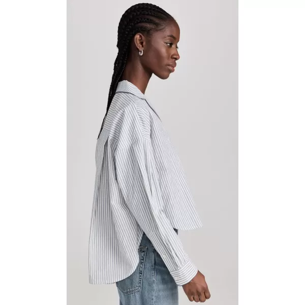 Marissa Webb Womens Audrey Cropped Drop Shoulder ShirtLight Sapphire Stripe