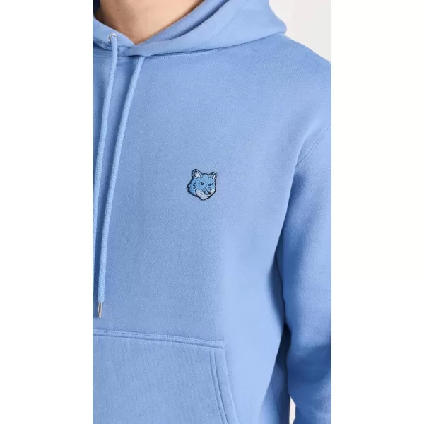 Mens Bold Fox Head Patch Comfort HoodieHampton Blue