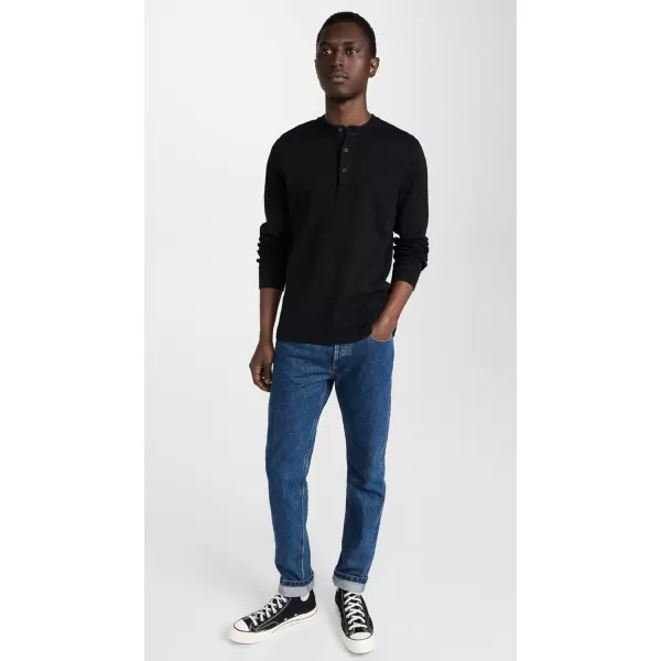 Mens Slub Long Sleeve Henley TeeBlack